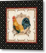 French Country Roosters Quartet 4 Metal Print