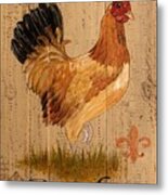 French Country Shabby Cottage Poulet Hen Metal Print