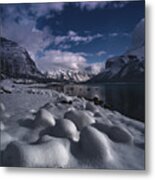 Fresh Snow At Lake Minnewanka Metal Print
