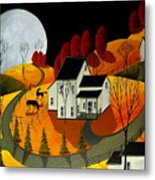 Frisky Autumn Eve - A Folkartmama - Folk Art Metal Print