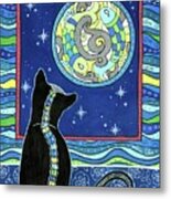 Pisces Cat Zodiac - Full Moon Metal Print