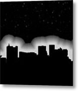 Full Moon Over Boston Skyline Black And White Metal Print