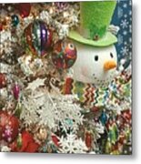 Fun Snowman Holiday Greeting Metal Print
