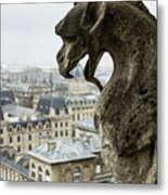 Gargoyle On The Watch Metal Print