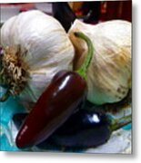 Garlic And Peppers Metal Print