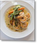 Garlic Prawns Metal Print