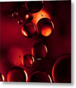 Garnet Red Macro Water Droplets Metal Print