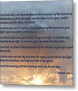 Genesis 1 14-19 ... Let There Be Lights In The Firmament Of The Heaven Metal Print