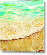 Gentle Beach Waves And Seashell Metal Print
