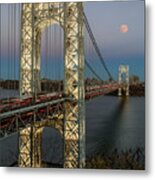 George Washington Bridge Moon Rising Metal Print