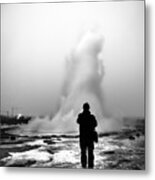 Geyser - Iceland - Black And White Street Photography Metal Print