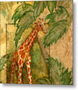 Giraffe Takes A Stroll Metal Print