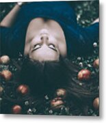 Girl In The Dark Forest Metal Print