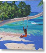 Girl On A Swing, Seychelles Metal Print