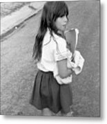 Girl Returns Home From School, 1971 Metal Print