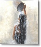 Girl Showering Metal Print