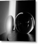 Glass Sphere In Light And Shadow Metal Print