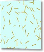Glitter Confetti On Aqua Gold Pick Up Sticks Pattern Metal Print