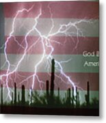 God Bless America Red White Blue Lightning Storm Metal Print