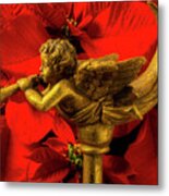 Gold Angle With Poinsettia Metal Print