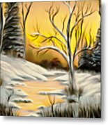 Golden Birch By Crystal Creek Winter Mirage Metal Print