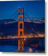 Golden Gate Bridge Blue Hour Metal Print