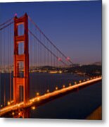 Golden Gate Bridge At Night Metal Print