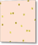 Golden Scattered Confetti Pattern, Baby Pink Background Metal Print
