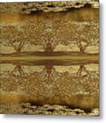 Golden Trees Reflection Metal Print