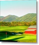 Golf Art - Vista Links - Buena Vista Va - Virginia - 17th Green With Red Barn - Mountains - Fall Metal Print