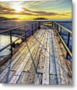 Good Harbor Beach Footbridge Shadows Metal Print