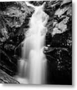Gorge Waterfall In Black And White Metal Print