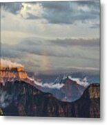 Grand Canyon Monsoon Rainbow Metal Print