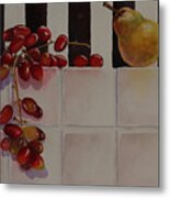 Grapes And Pear Metal Print