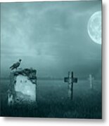 Gravestones In Moonlight Metal Print