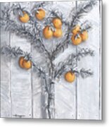 Grayscale Oranges Metal Print