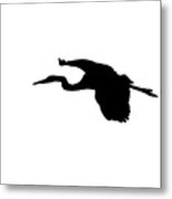 Great Blue Heron In Flight Silhouette Metal Print