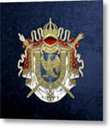 Greater Coat Of Arms Of The First French Empire Over Blue Velvet Metal Print