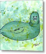 Green Monk Seal Metal Print