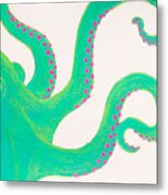 Green Octopus Metal Print