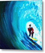 Green Room Surfer In A Wave Metal Print