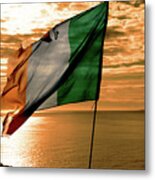 Flag Of Ireland At The Cliffs Of Moher Metal Print