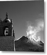Guallatiri Volcano In Black And White Chile Metal Print