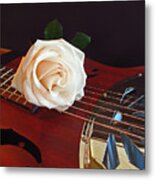 Guitar And Rose 3 Metal Print