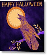 Halloween Crow And Moon Metal Print