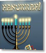 Hanukkah Menorah And Dreidels Metal Print