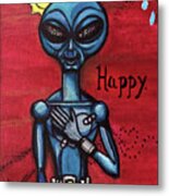 Happy Alien Metal Print
