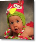 Happy Baby In A Woollen Hat Metal Print