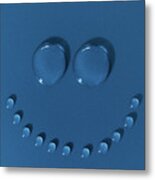 Happy Face Made Of Water Drops Metal Print