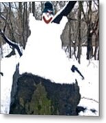 Happy Snowman Metal Print